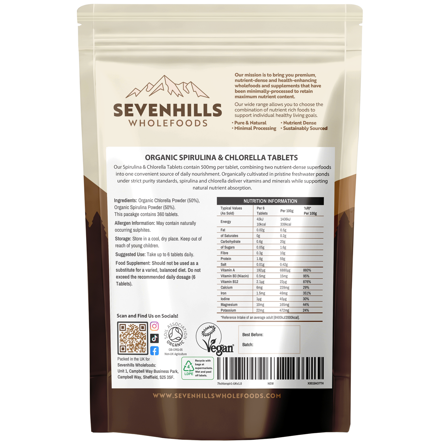 Organic Chlorella & Spirulina Tablets
