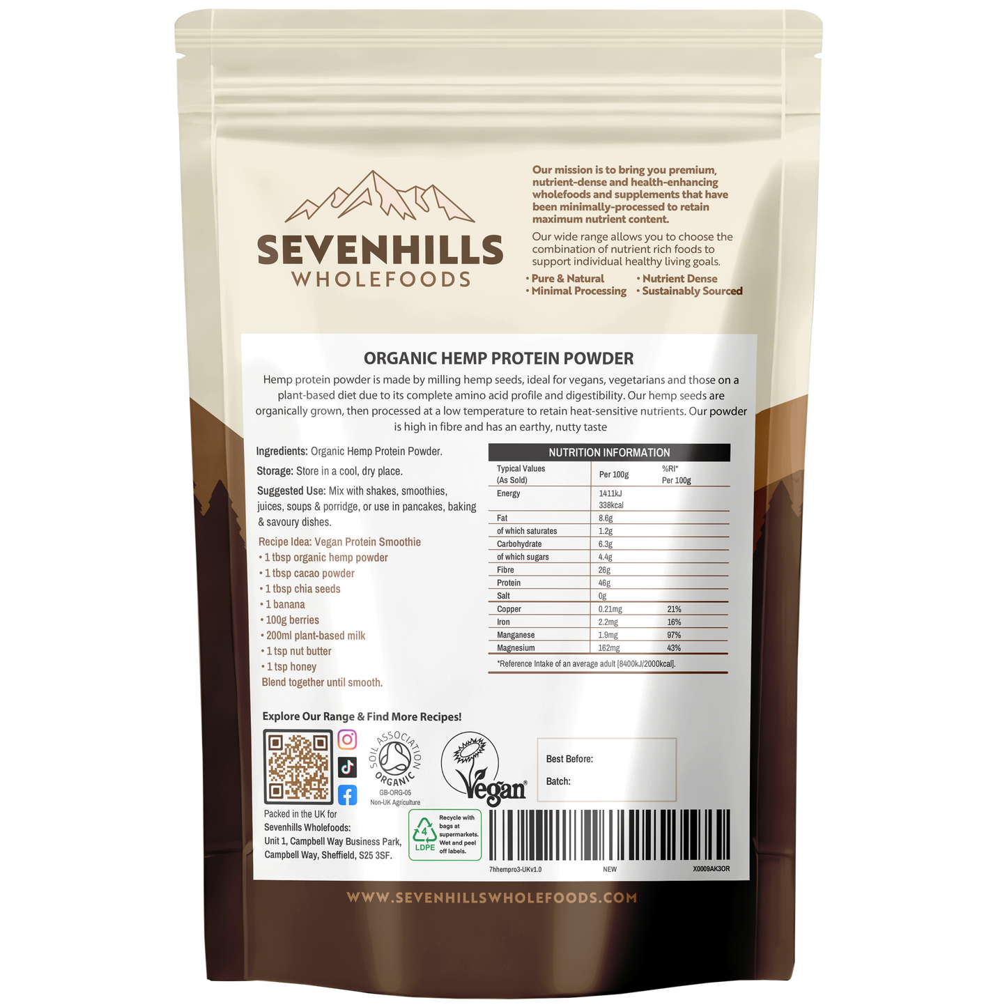Organic Raw Hemp Protein Powder